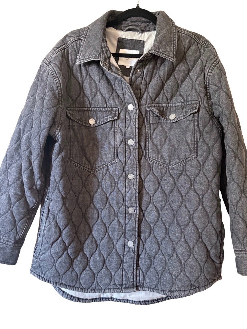 Pepe Quilted Snap-Front Denim lined Jacket - Greyish Black